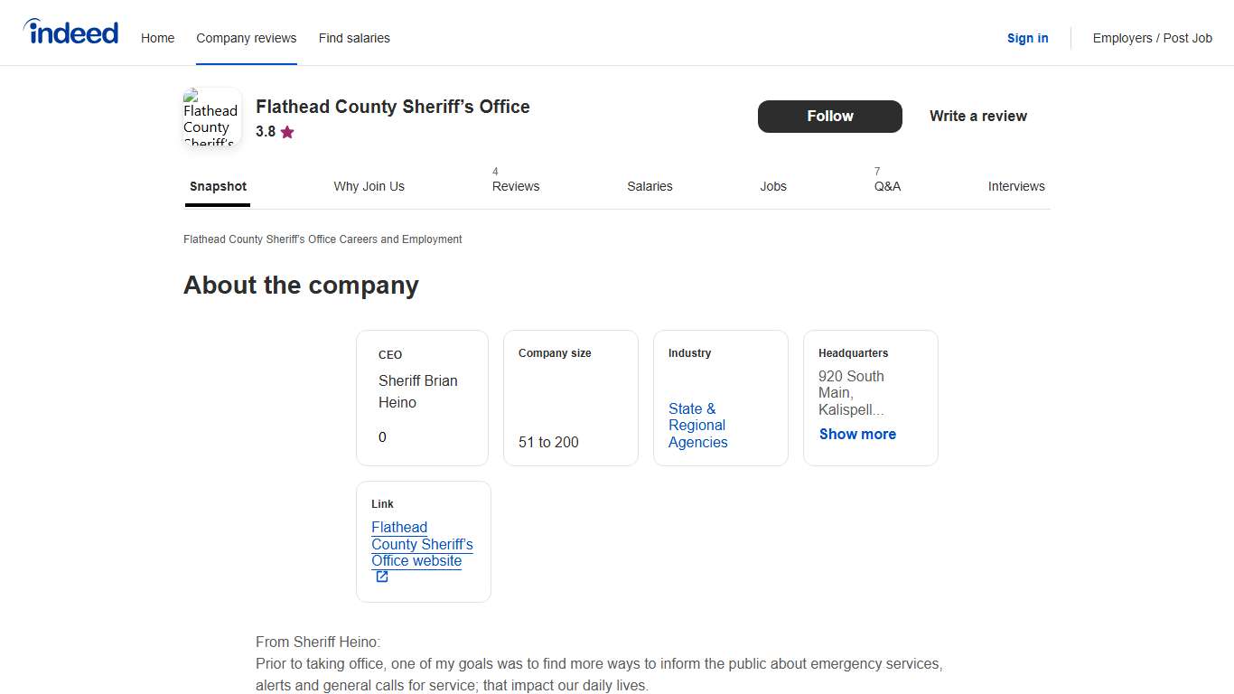 Flathead County Sheriff’s Office Careers and Employment Indeed.com