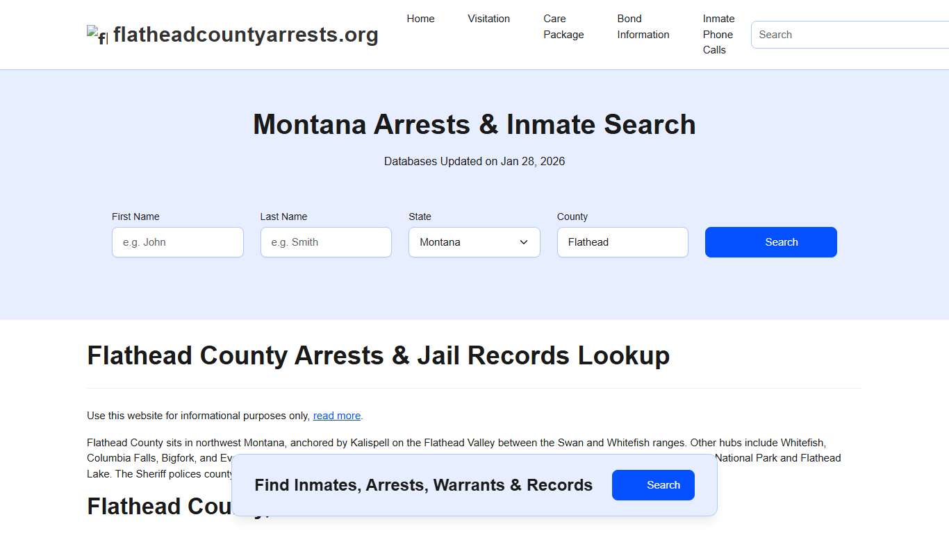Flathead County, MT Arrests, Warrants, Police Records Search